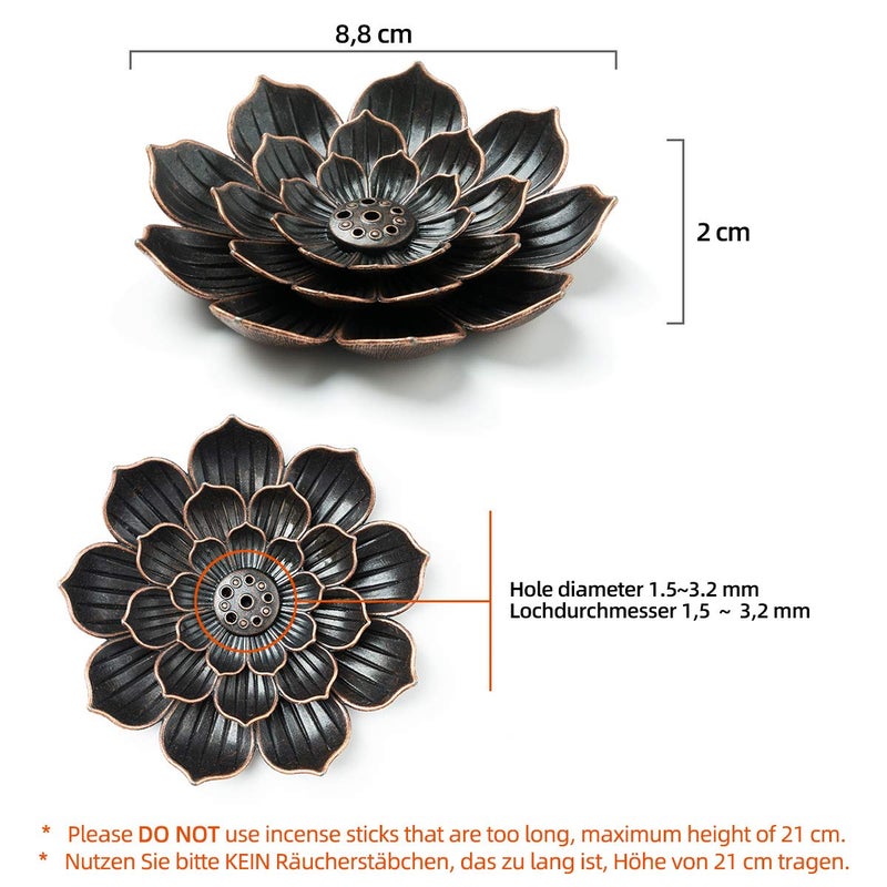 GARMOLY Brass Lotus Incense Holder, Incense Sticks Burner, Incense Ash Catcher, 3 Pack - Image 2